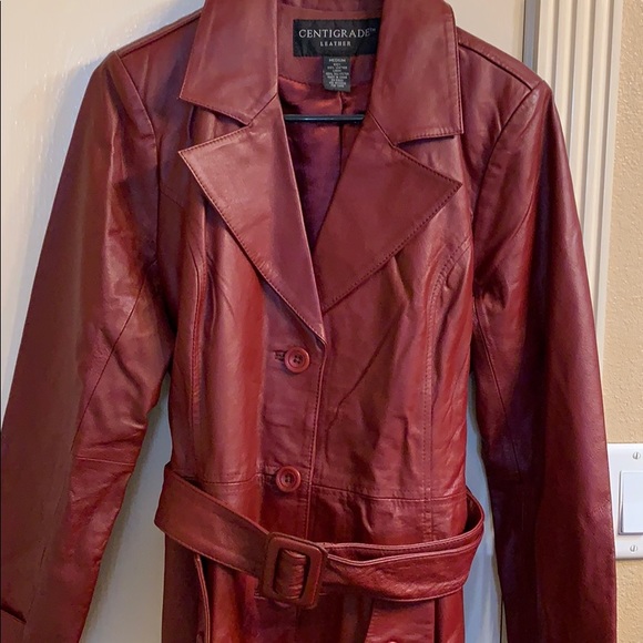 Red Leather Coat - Picture 2 of 6